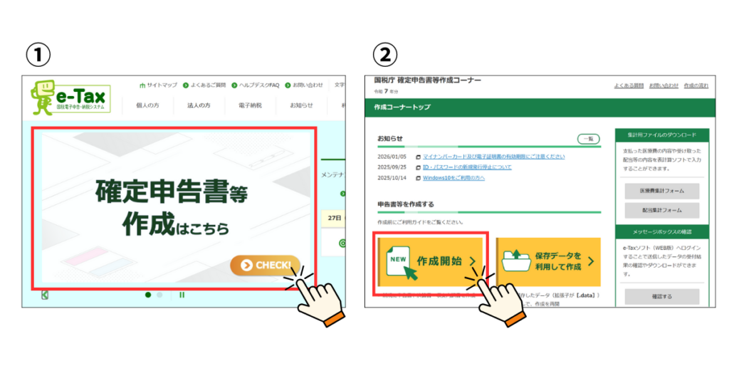 確定申告手順(郵送)イメージ図１